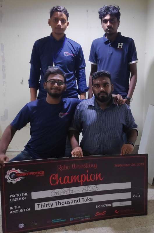 EEE Students of AIUB Awarded as Champions in ROBOTRONICS 2019
